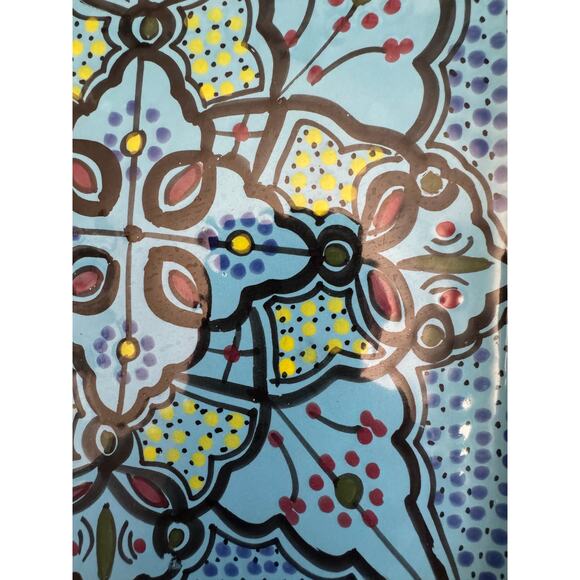 Le Souk Ceramique Tunisia Han Painted Square Serving Plate - Picture 10 of 10